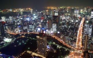 Картинка Токио, токийская башня, городской пейзаж, метрополия, город