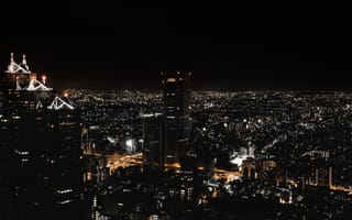 Картинка Синдзюку, городской пейзаж, метрополия, город, ночь