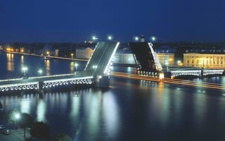 Картинка мост, ночь, ориентир, вода, отражение
