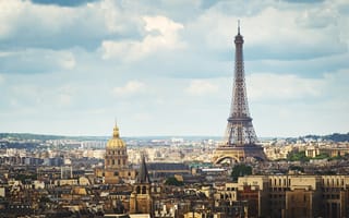 Картинка Эйфелева башня, Музей Лувр, сена, вышка, ориентир