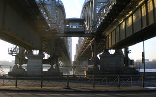 Картинка Нева, мост, разводной мост, общественный транспорт, Гирдерский мост