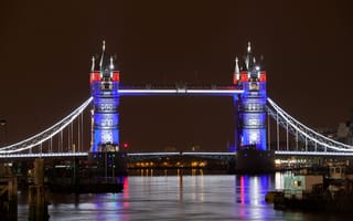 Картинка тауэрский мост, лондонский Тауэр, ночь, мост, вышка