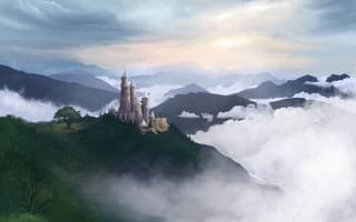 Картинка Арт, Замок, Туман