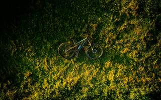 Картинка Велосипед, Трава, Вид Сверху, Разное