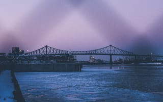 Картинка Города, Река, Вечер, Канада, Монреаль, Мост