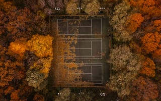 Картинка Осень, Теннис, Теннисный Корт, Вид Сверху, Разное