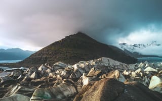 Картинка Пейзаж, Природа, Гора, Вершина, Исландия, Ледник, Лед