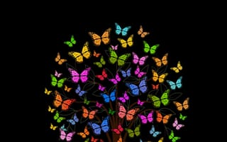 Картинка Бабочки, Узоры, Разноцветный, Вектор, Дерево