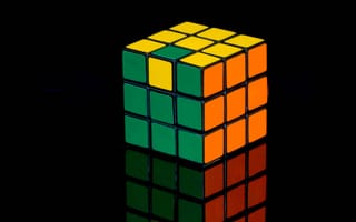 Картинка Отражение, Разное, Куб, Черный, Кубик Рубика, Разноцветный