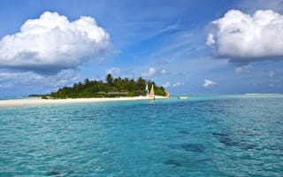 Картинка Мальдивы, Природа, Море, Песок, Тропики, Остров, Пляж, Пальмы
