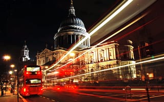 Картинка Лондон, Города, Ночь, Город, Автобус