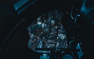 Картинка Вид Сверху, Темные, Ночной Город, Нью-Йорк, Обзор, Сша