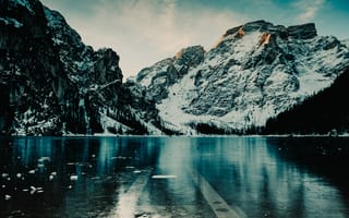 Картинка Природа, Горы, Снег, Озеро, Лед, Италия