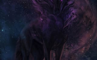 Картинка Ночь, Арт, Волк, Темный