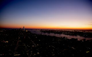 Картинка Города, Вид Сверху, Нью-Йорк, Огни Города, Мегаполис, Ночной Город, Сша
