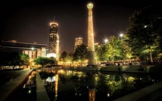 Картинка Города, Ночь, Сша, Парк, Hdr, Centennial Atlanta