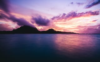 Картинка Природа, Облака, Океан, Скалы, Бора-Бора, Французская Полинезия