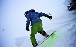 Картинка Спорт, Зима, Сноубордист, Сноуборд, Снегопад