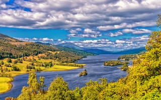 Картинка Природа, Озеро, Нагорье, Шотландия, Hdr