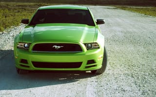 Картинка Тачки (Cars), Вид Спереди, Ford Mustang V6, Ford Mustang, Зеленый, Лаймовый