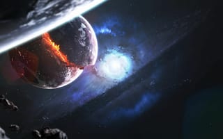 Картинка Космос, Планета, Метеориты, Кометы
