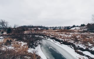 Картинка Зима, Природа, Лед, Река, Снег