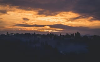 Картинка Природа, Небо, Флоренция, Туман, Италия, Рассвет