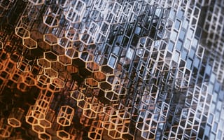 Картинка 3D, Структура, Призмы, Конструкция, Шестиугольники, Сетка, Металлический