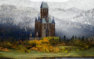 Картинка Арт, Пейзаж, Осень, Замок