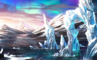 Картинка Арт, Лед, Ледники, Ледяные Глыбы, Снег