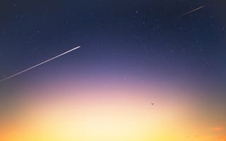 Картинка Небо, Космос, Вечер, Звезды, Метеорит, Падать