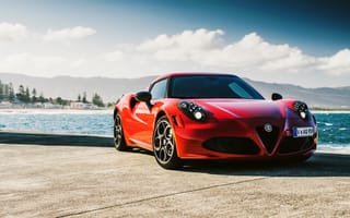 Картинка Альфа Ромео (Alfa Romeo), Тачки (Cars), Au-Spec, 4C, Красный Вид Сбоку