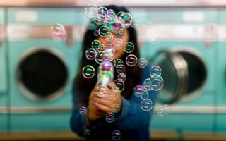 Картинка Пузыри, Силуэт, Разноцветный, Девушка, Разное, Переливающийся