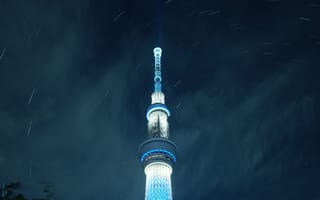 Картинка Города, Небоскреб, Башня, Подсветка, Иллюминация, Токио