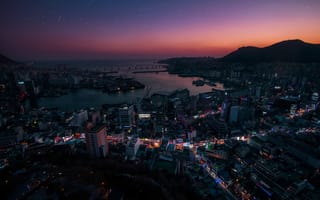 Картинка Города, Вид Сверху, Южная Корея, Огни Города, Ночной Город
