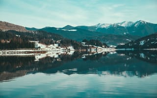 Картинка Природа, Горы, Озеро, Заснеженный, Румыния