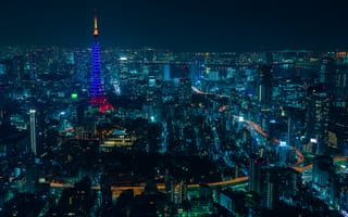 Картинка Города, Ночной Город, Небоскребы, Токио