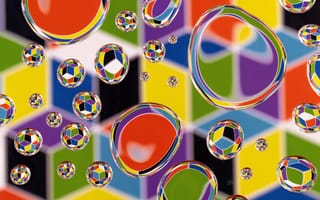 Картинка Абстракция, Пузыри, Отражение, Капли, Разноцветный