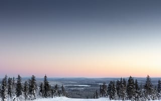 Картинка Зима, Природа, Леви, Снег, Горизонт, Финляндия, Небо