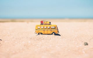 Картинка Пляж, Песок, Желтый, Разное, Игрушка, Автобус
