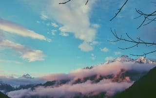 Картинка Природа, Небо, Вершина, Туман, Горы
