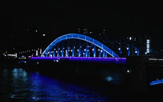 Картинка Ночь, Архитектура, Мост, Подсветка, Темные, Темный