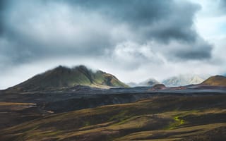 Картинка Пейзаж, Природа, Облака, Исландия, Горы