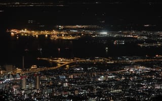 Картинка Города, Вид Сверху, Кансай, Япония, Огни Города, Ночной Город