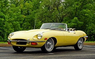 Картинка Ягуар (Jaguar), Тачки (Cars), 1968, Кабриолет, E-Type, Желтый