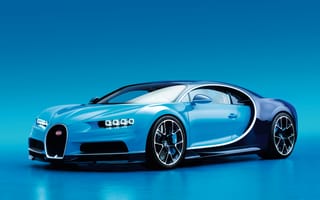 Картинка Бугатти (Bugatti), Тачки (Cars), Голубой, Chiron, Вид Сбоку