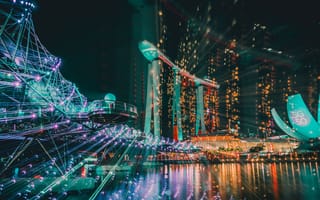 Картинка Города, Ночь, Сингапур, Строение