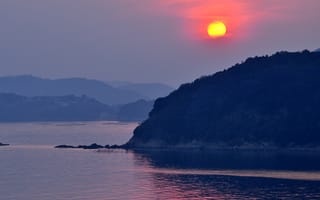 Картинка Природа, Закат, Тацуно, Япония, Море