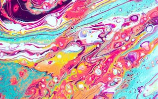 Картинка Абстракция, Разводы, Fluid Art, Жидкость, Краска, Разноцветный, Холст