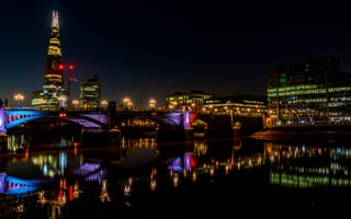 Картинка Великобритания, Города, Лондон, Река, Огни Города, Мост, Темза, Ночной Город